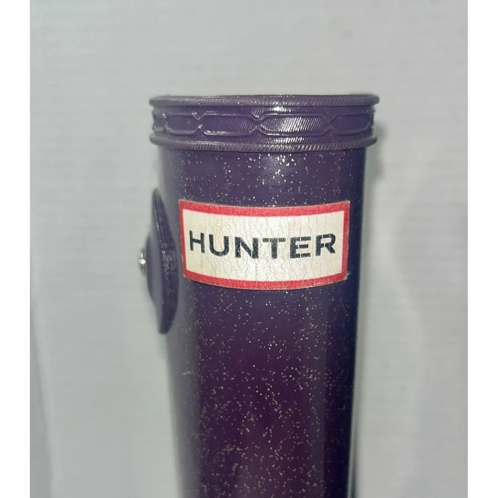 Hunter Rain Boots Women's 5‎ Purple Glitter Wellington Waterproof Quiet Luxury